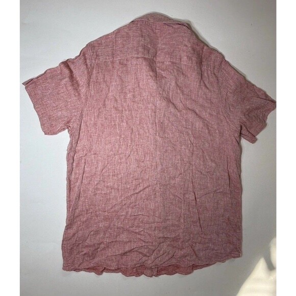Cabana Shirt 100% Linen Button Down Size Large Men's Pink Short Sleeve - Picture 2 of 8